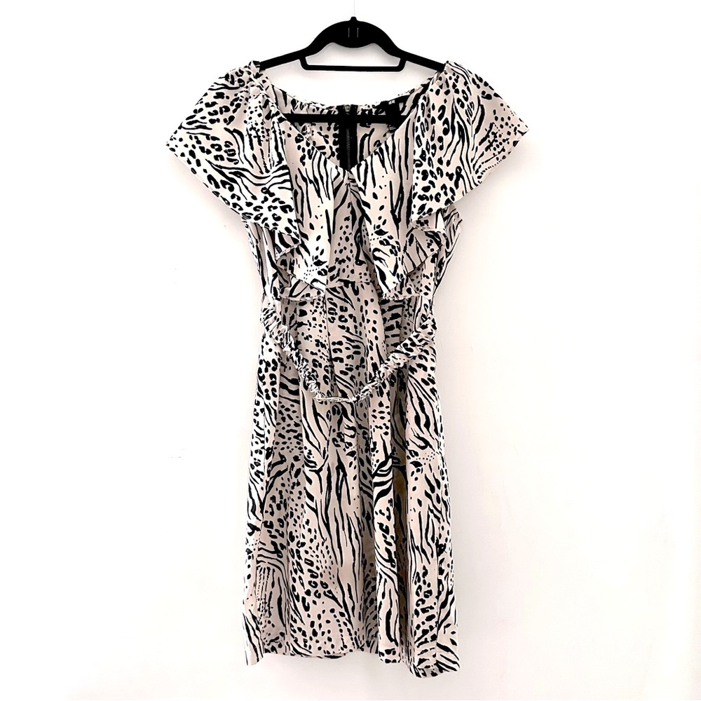H&M Black and Cream Animal Print Mini Dress